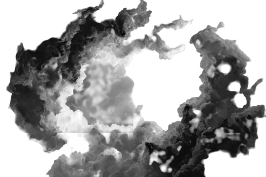Abstract grayscale image of swirling clouds, a void in the center