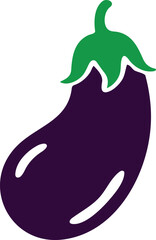 A purple eggplant with a green stem vector illustration.