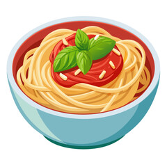Deliciously rendered bowl of steaming pasta with fresh ingredients