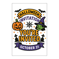 Halloween Colored Invitation Label Design