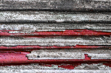 Flaking paintwork on wood closeup