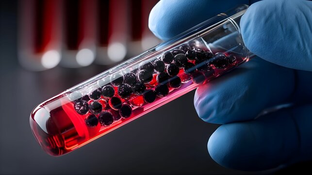 Testing blood samples in a laboratory environment with a focus on cellular analysis and research at a clinical facility