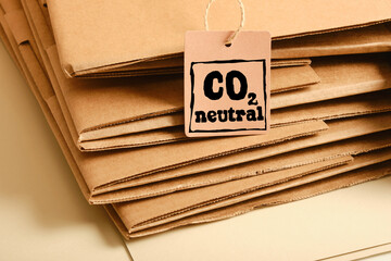 cardboard storage box and label mockup, close up, kraft box