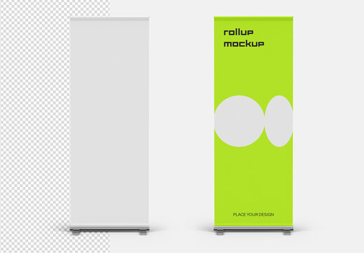 Roll Up Stand Advertising Banner Sign Mockup Isolated