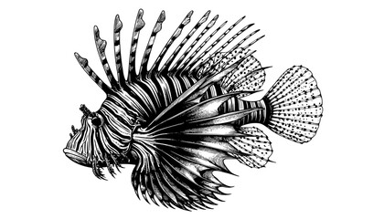 hand drawn sketch of Lionfish