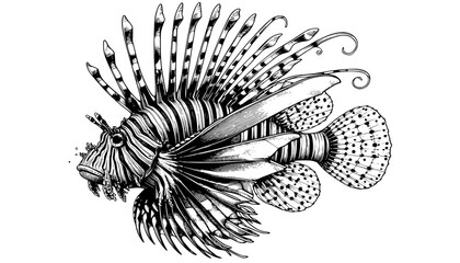 hand drawn sketch of Lionfish