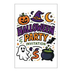 Halloween Colored Invitation Label Design