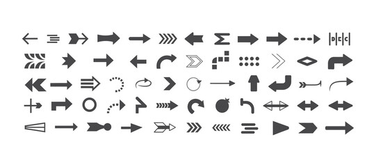  vector arrow icon collection, mega set of simple, modern and decorative directional symbols

