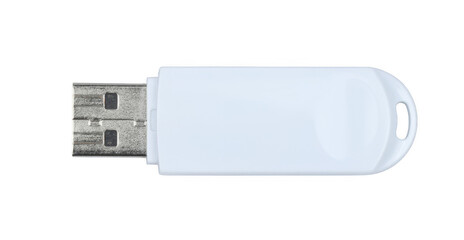 White usb flash drive for portable data storage and easy file transfer isolated on transparent...