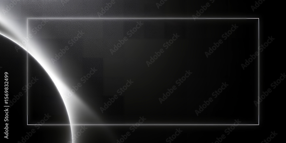 Poster abstract background featuring a rectangle and a curved light form on a dark backdrop