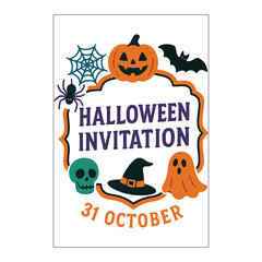 Halloween Colored Invitation Label Design