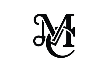 A monogram logo with the letters m v c and t intertwined in black ink