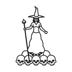 Witch Standing On Skull Mountain