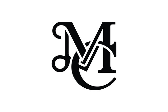A monogram logo with the letters m v c and t intertwined in black ink