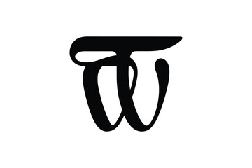 A stylized black letter w design element on a plain white background