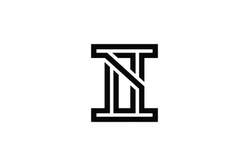 A bold geometric logo design featuring a stylized letter n in black lines
