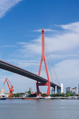 Shanghai Yangpu Bridge under the blue sky