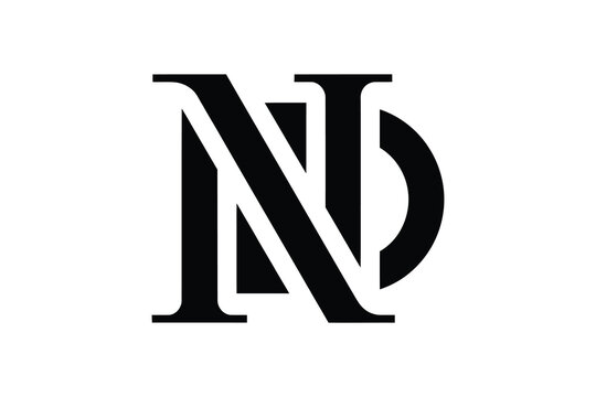 A bold monogram featuring the letters n and d intertwined in black color