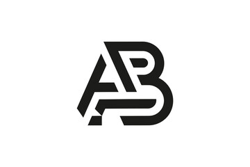 A stylized black and white logo featuring the letters a and b intertwined