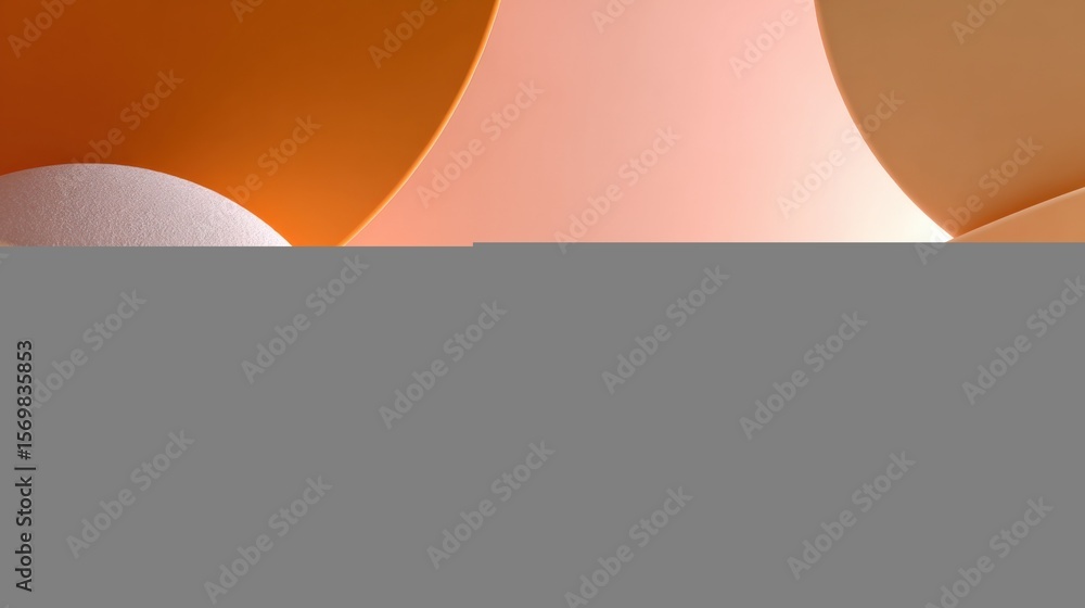 Poster Abstract smooth beige and peach rounded shapes with soft lighting creating a minimalistic modern art scene with a calming warm color palette