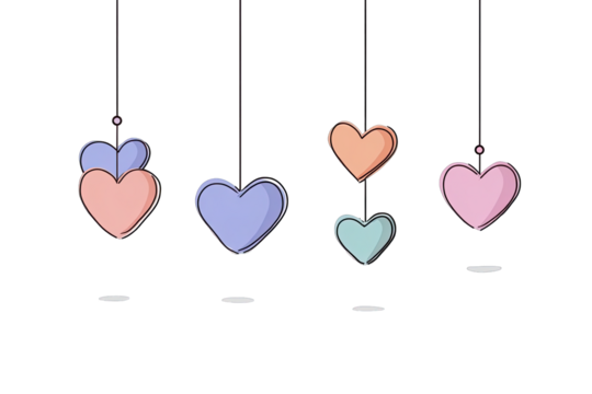 Pastel hearts hanging, simple design
