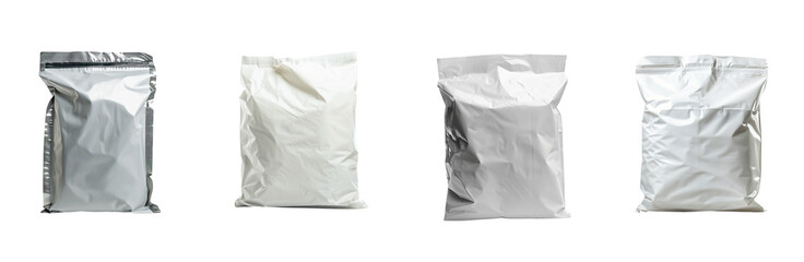 Different Types of Packaging Bags Isolated on a transparent background Generative AI