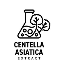 Centella asiatica extract emblem - plant used in cosmetology. In bold line