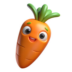 A 3d cute cartoon carrot character isolated on transparent background