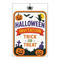 Halloween Colored Invitation Label Design