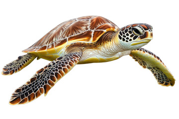 Obraz premium Sea turtle in profile, detailed shell patterns