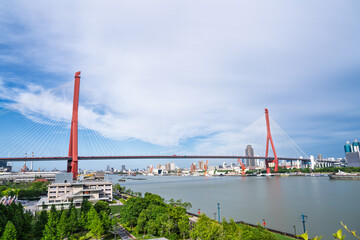 Shanghai Yangpu Bridge under the blue sky