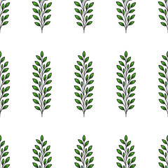 Seamless vector pattern of stylized green leaves arranged vertically, creating a minimalist and elegant botanical design perfect for various applications.