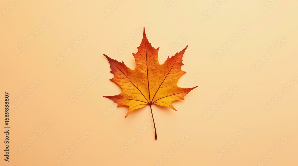 Poster flat orange surface with maple leaf — horizontal soft background for ads and marketing.