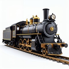 Obraz premium Magnificent steam engine train, intricately designed and finely crafted illustration on white background