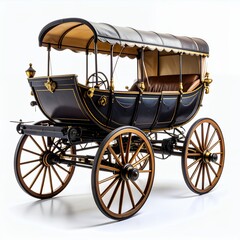 Ornate vintage carriage, detailed craftsmanship, transport heritage, decorative vehicle on white background