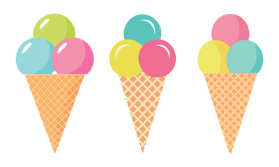 Ice Cream Vector Set – Delicious Summer Desserts in Cone and Cup Illustrations