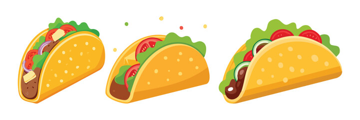 Fast Food Icon Set – Burger, Pizza, Sandwich, and Snack Vector Illustration