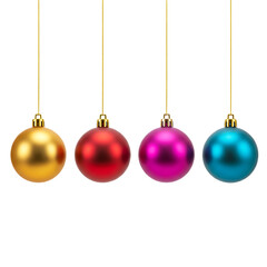 Obraz premium Colorful christmas baubles isolated on transparent background