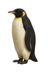 Obraz premium Realistic depiction of an Emperor penguin standing upright against a plain background for educational and creative use PNG die-cut for advertising