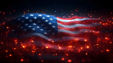 American Flag with Glittering Light Effects Representing Patriotism and Celebration
