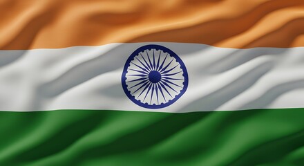 Naklejka premium Indian Flag Waving in the Wind