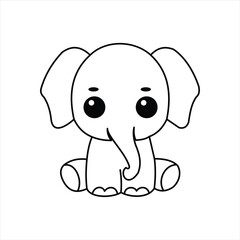 Elephant Line Style Vector