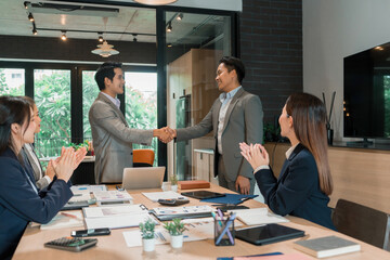 Businessmen working in a team.