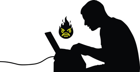 Keyboard Warrior Silhouette - Angry Online Crusader