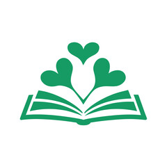 open book with green leaves