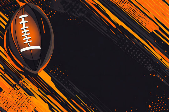 Abstract football-themed background with vibrant orange and black brush strokes for sports design - Powered by Adobe