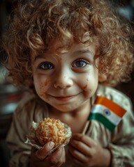 Indian kid with local sweet