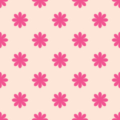 Pink flower repeat seamless vector pattern
