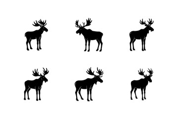 silhouette moose standing tall vector illustration