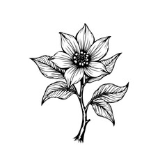 Elegant floral botanical illustration showcasing intricate petal details and delicate leaf structure for artistic purposes and decoration